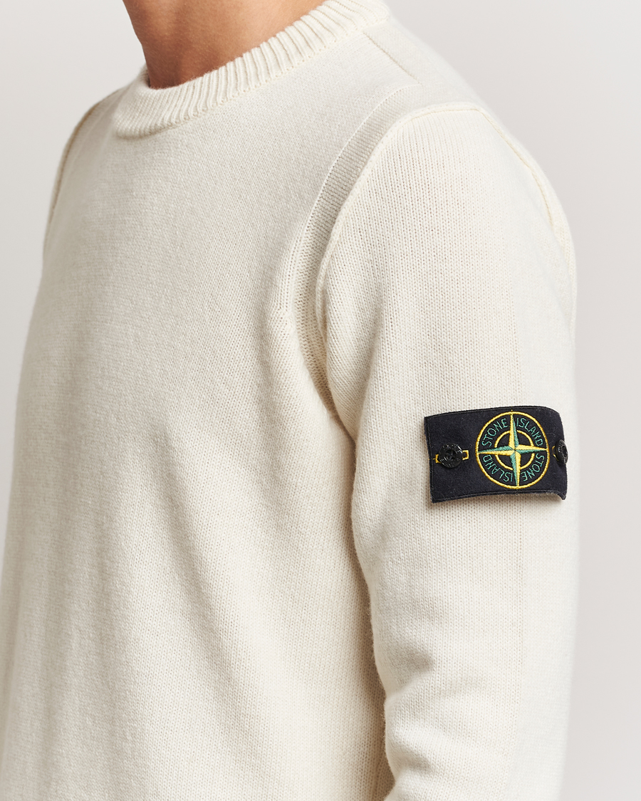 Mies | Puserot | Stone Island | Knitted Lambwool Sweater Natural