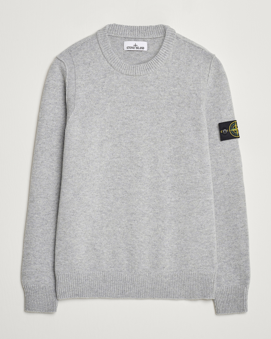 Mies | Puserot | Stone Island | Knitted Lambwool Sweater Melange Grey