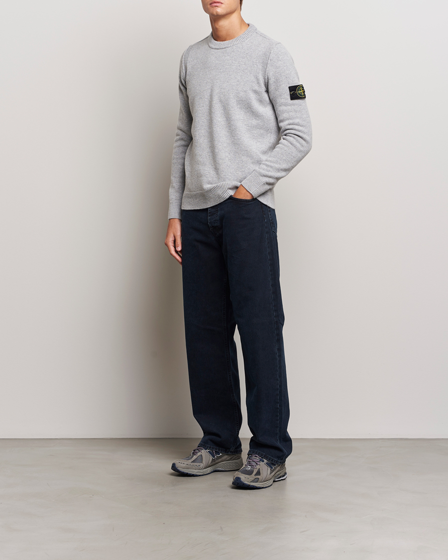 Mies | Puserot | Stone Island | Knitted Lambwool Sweater Melange Grey