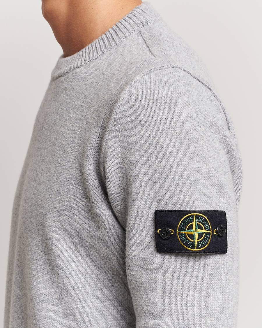 Mies | Puserot | Stone Island | Knitted Lambwool Sweater Melange Grey