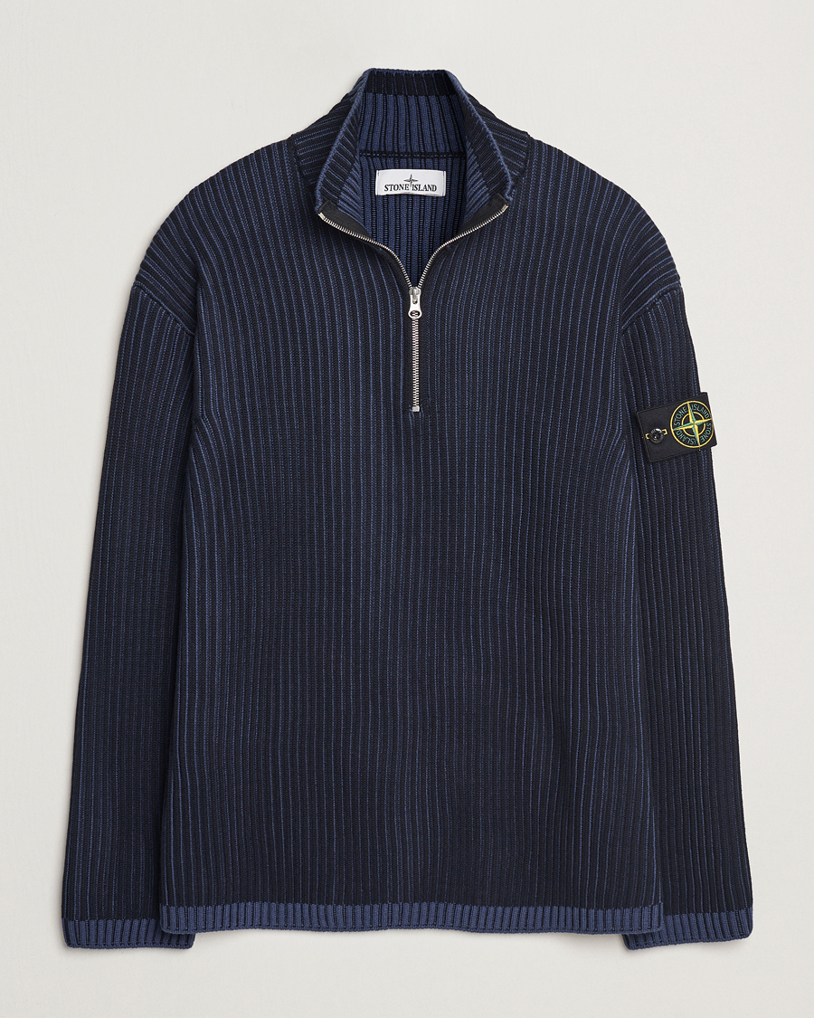 Mies | Puserot | Stone Island | Full Rib Wool Half Zip Navy Blue