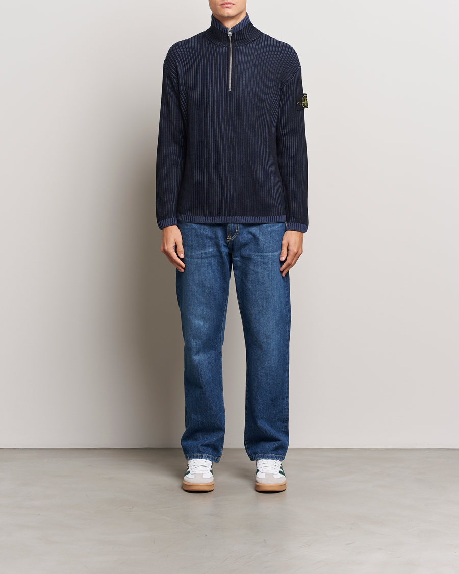 Mies | Puserot | Stone Island | Full Rib Wool Half Zip Navy Blue