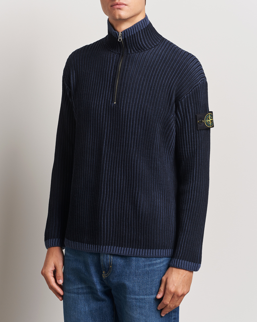 Mies | Puserot | Stone Island | Full Rib Wool Half Zip Navy Blue