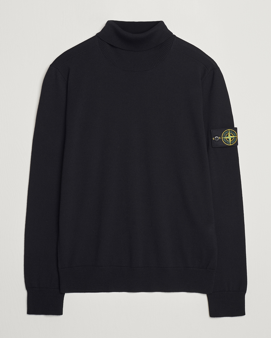 Mies | Puserot | Stone Island | Knitted Wool Polo Black