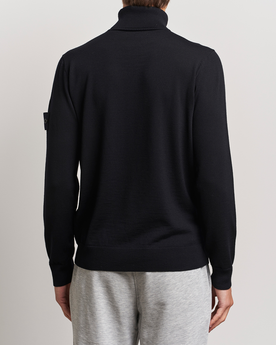 Mies | Puserot | Stone Island | Knitted Wool Polo Black