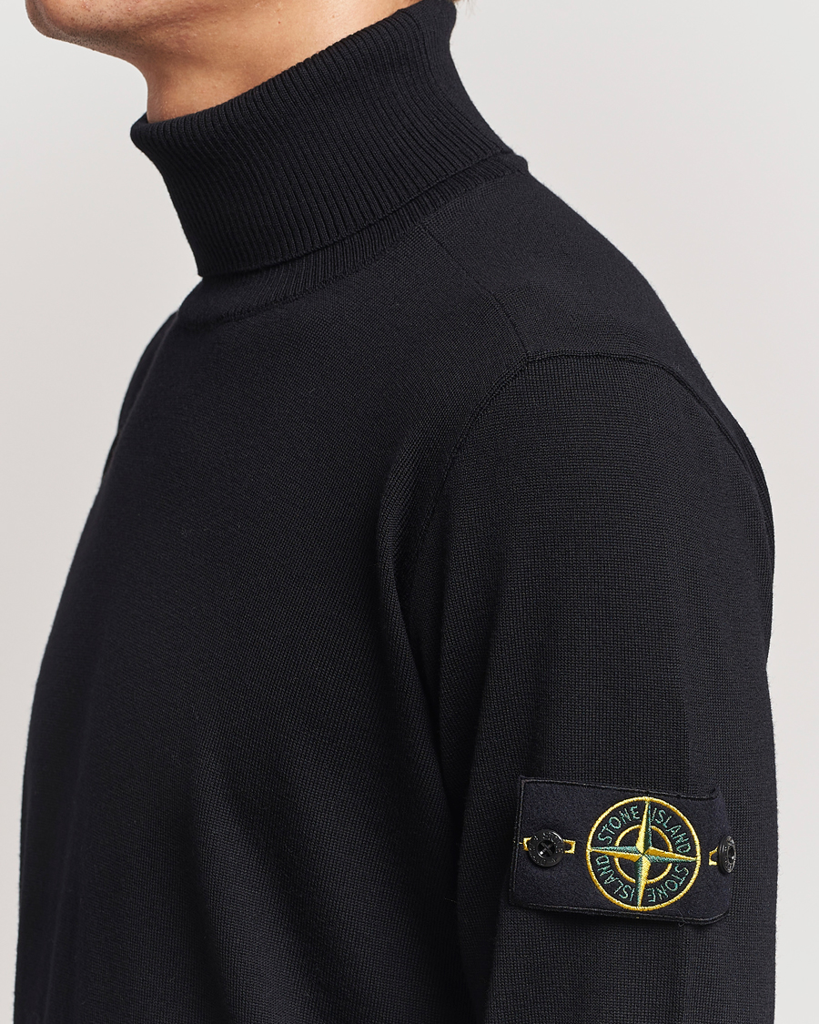 Mies | Puserot | Stone Island | Knitted Wool Polo Black