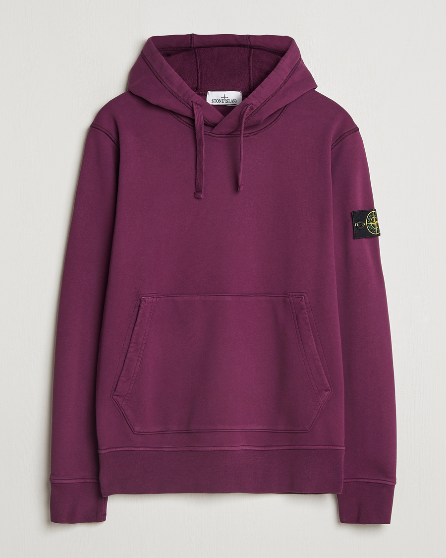 Mies | Puserot | Stone Island | Garment Dyed Fleece Hood Burgundy
