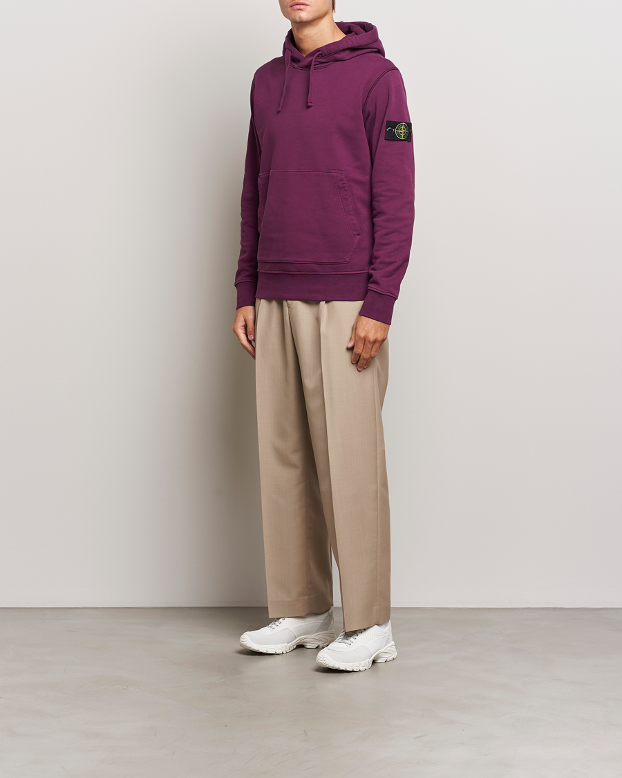 Mies | Puserot | Stone Island | Garment Dyed Fleece Hood Burgundy