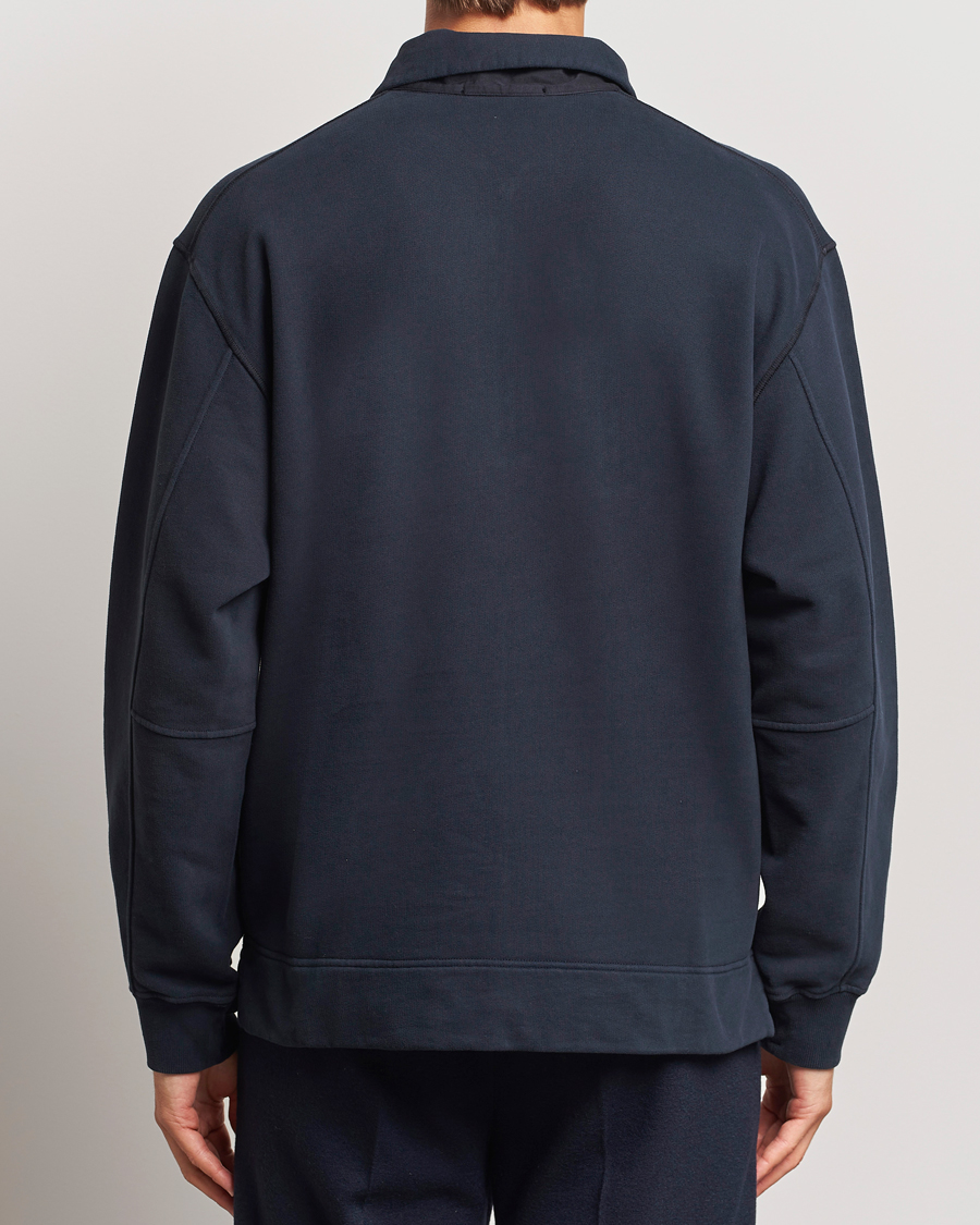 Mies | Puserot | Stone Island | Garment Dyed Fleece Zip Polo Navy Blue