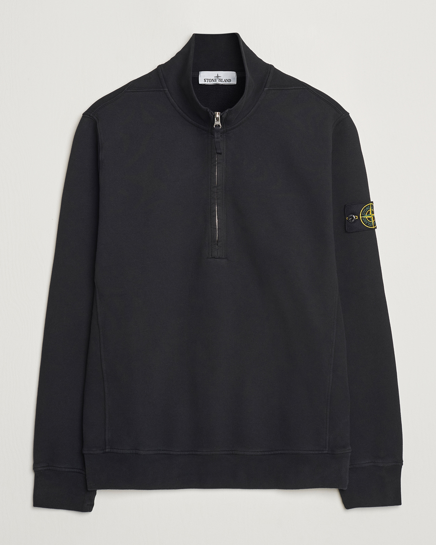 Mies | Puserot | Stone Island | Garment Dyed Fleece Half Zip Black
