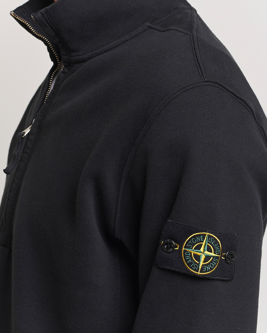 Mies | Puserot | Stone Island | Garment Dyed Fleece Half Zip Black