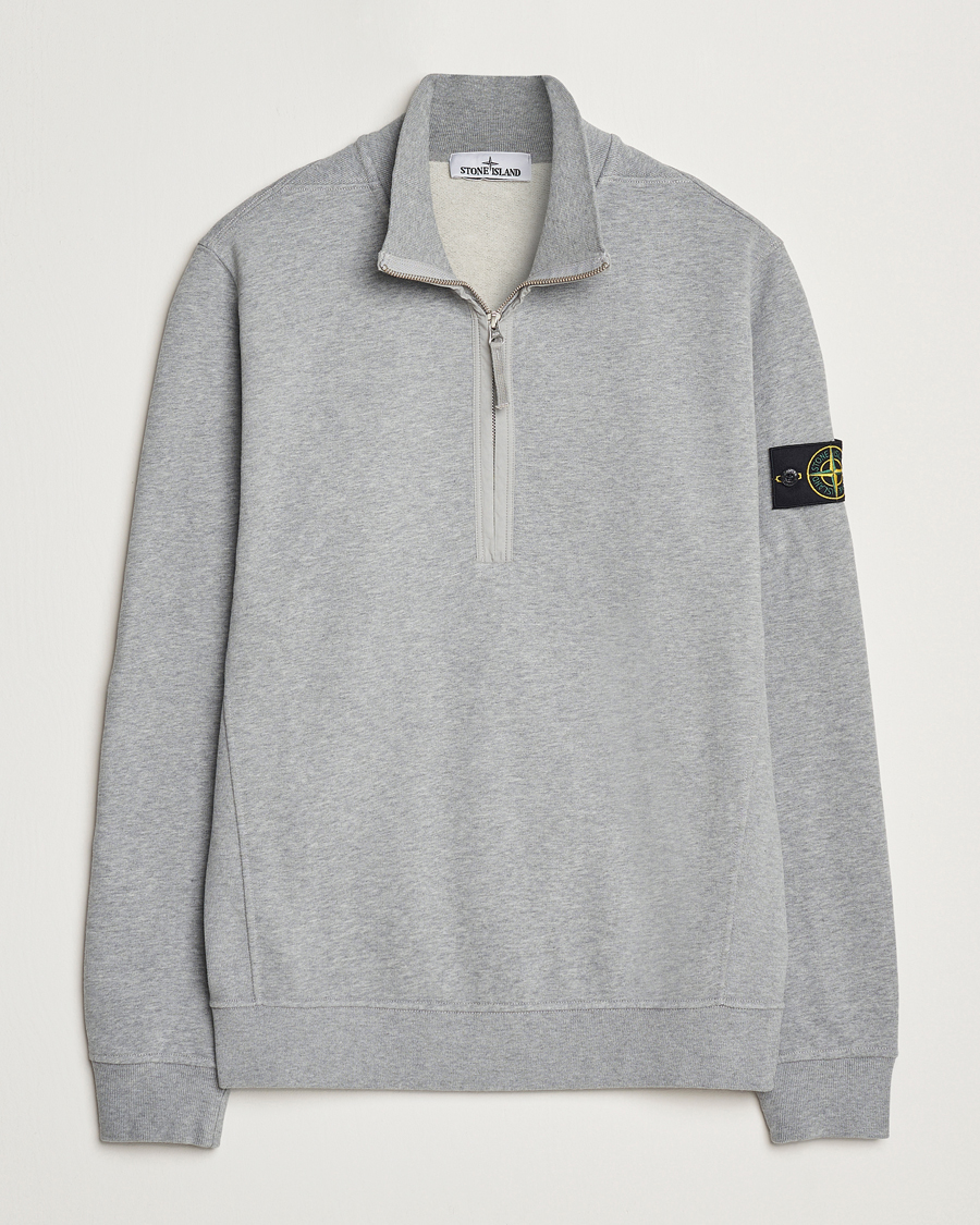Mies | Puserot | Stone Island | Garment Dyed Fleece Half Zip Melange Grey