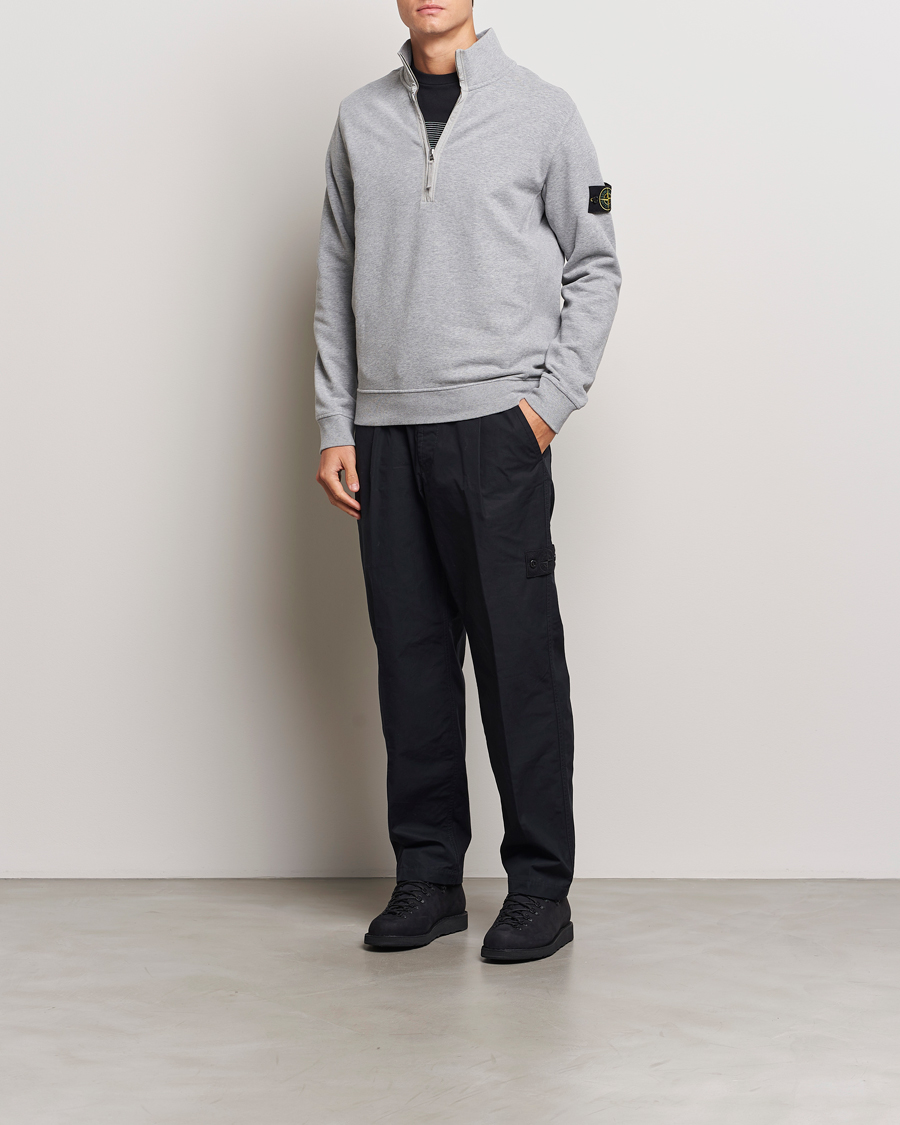 Mies | Puserot | Stone Island | Garment Dyed Fleece Half Zip Melange Grey