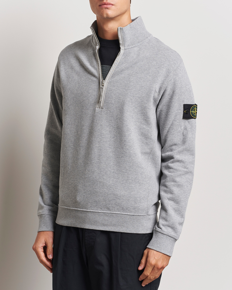 Mies | Puserot | Stone Island | Garment Dyed Fleece Half Zip Melange Grey
