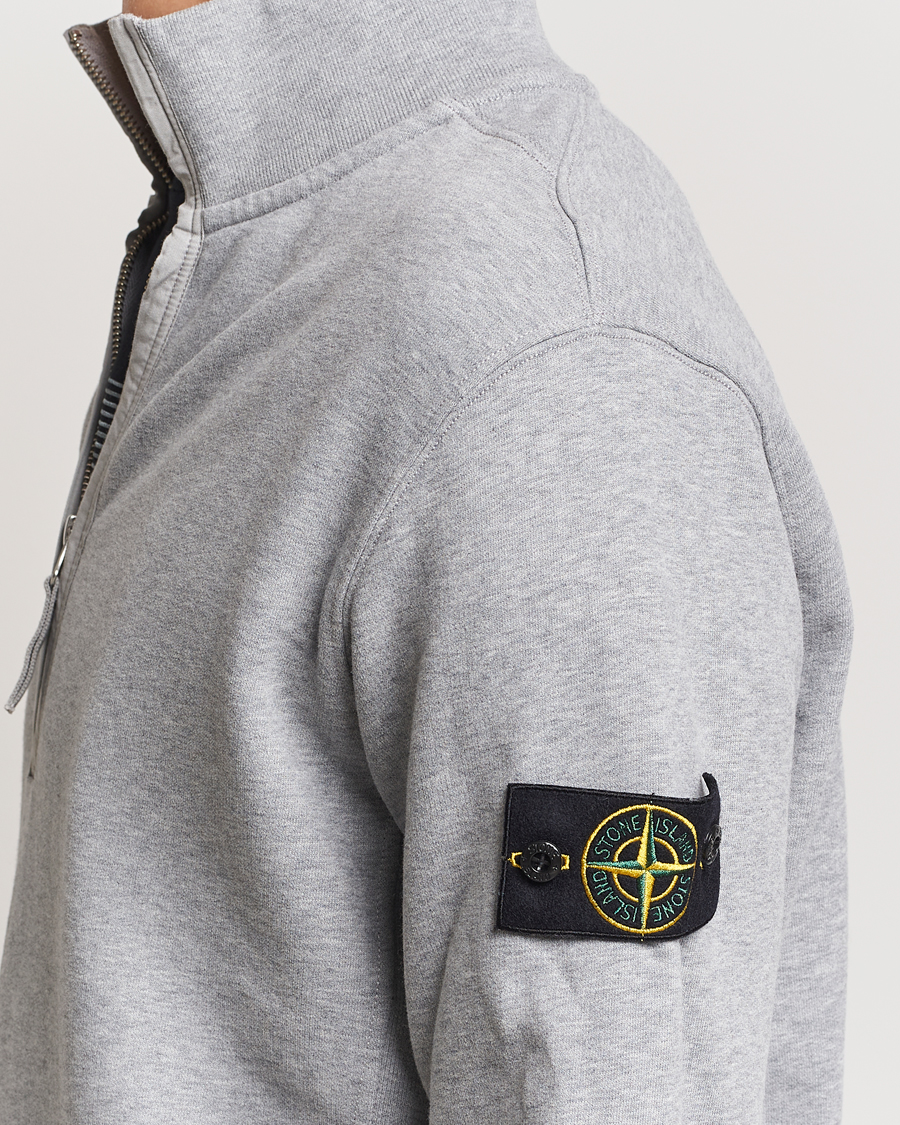 Mies | Puserot | Stone Island | Garment Dyed Fleece Half Zip Melange Grey