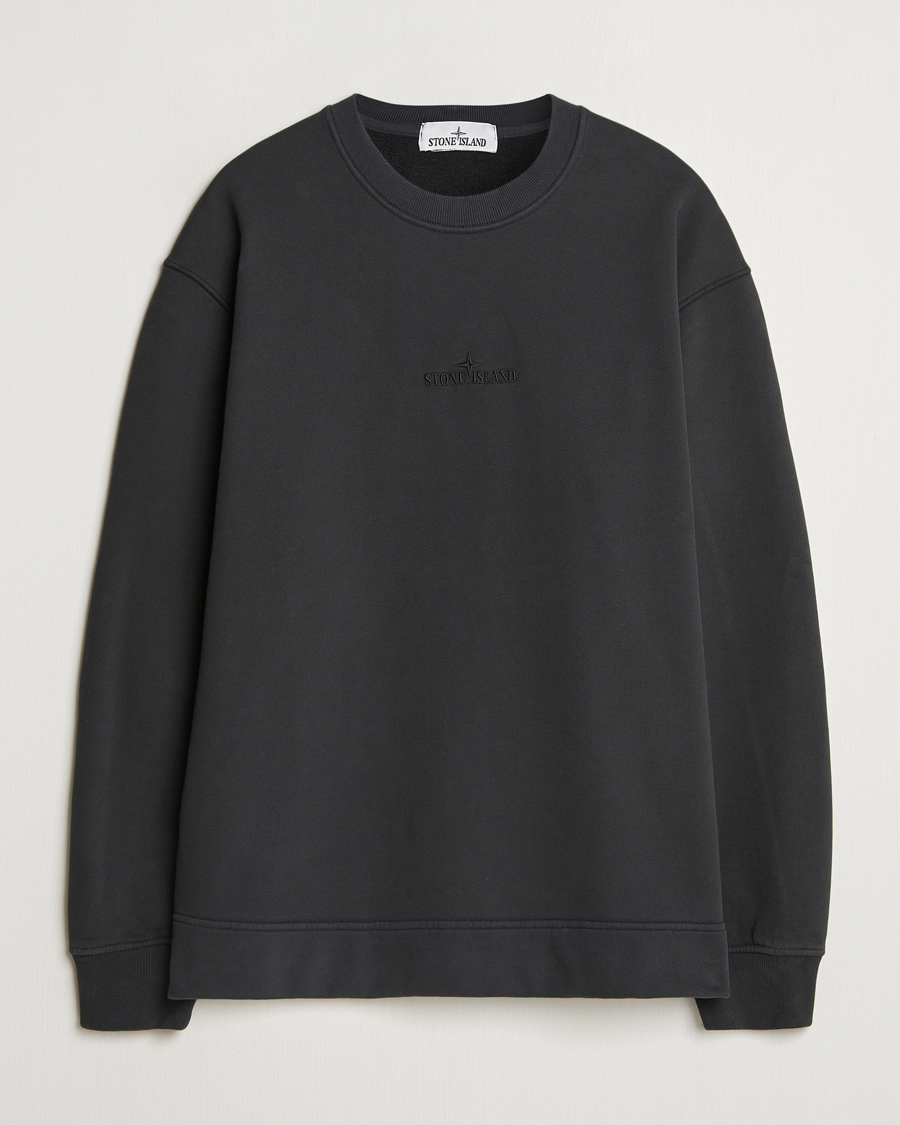 Mies | Puserot | Stone Island | Garment Dyed Fleece Logo Sweatshirt Black