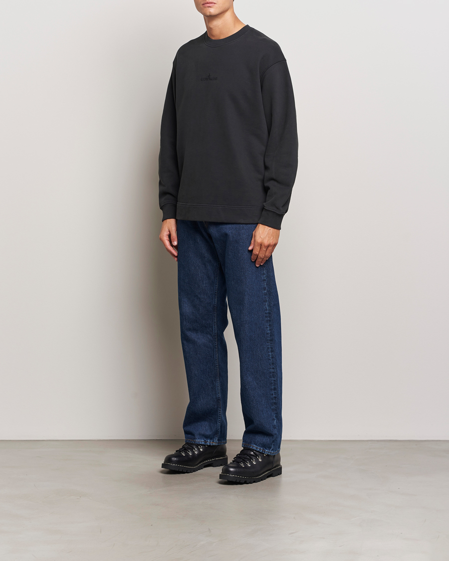 Mies | Puserot | Stone Island | Garment Dyed Fleece Logo Sweatshirt Black