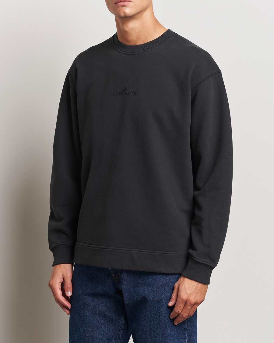 Mies | Puserot | Stone Island | Garment Dyed Fleece Logo Sweatshirt Black