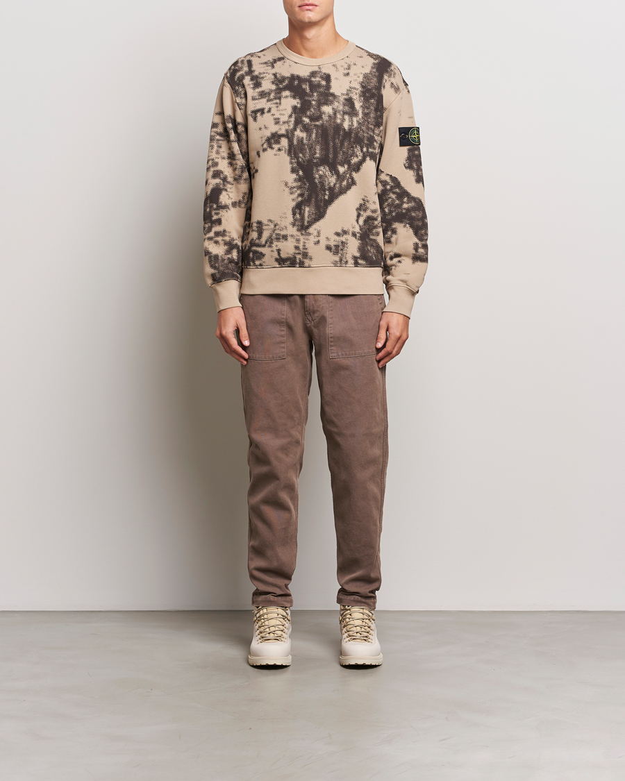 Mies | Puserot | Stone Island | Garment Dyed Fleece Camo Sweatshirt Dove Grey