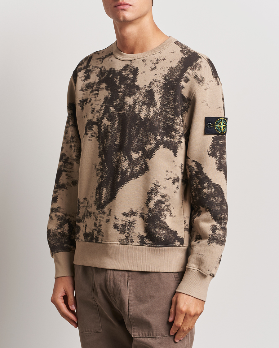Mies | Puserot | Stone Island | Garment Dyed Fleece Camo Sweatshirt Dove Grey