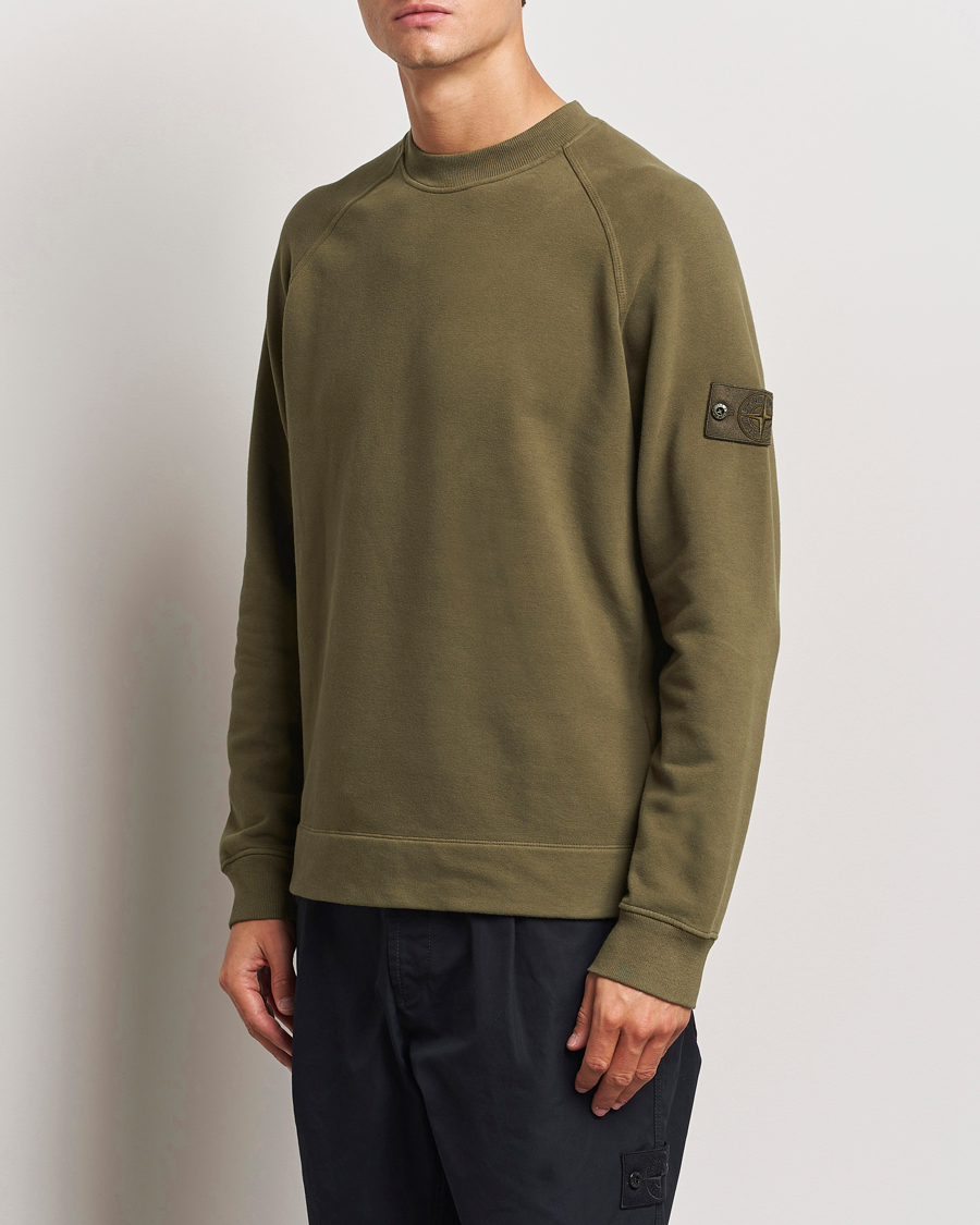 Mies | Puserot | Stone Island | Ghost Organic Cotton Fleece Sweatshirt Military Green