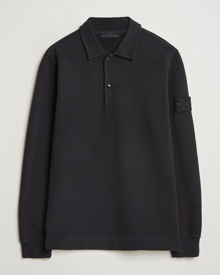 Mies | Puserot | Stone Island | Ghost Organic Cotton Fleece Polo Sweatshirt Black