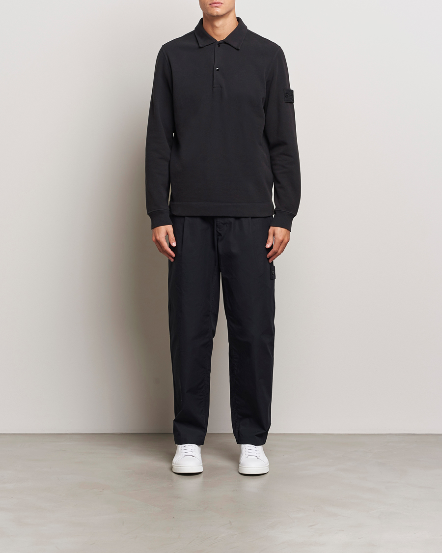 Mies | Puserot | Stone Island | Ghost Organic Cotton Fleece Polo Sweatshirt Black