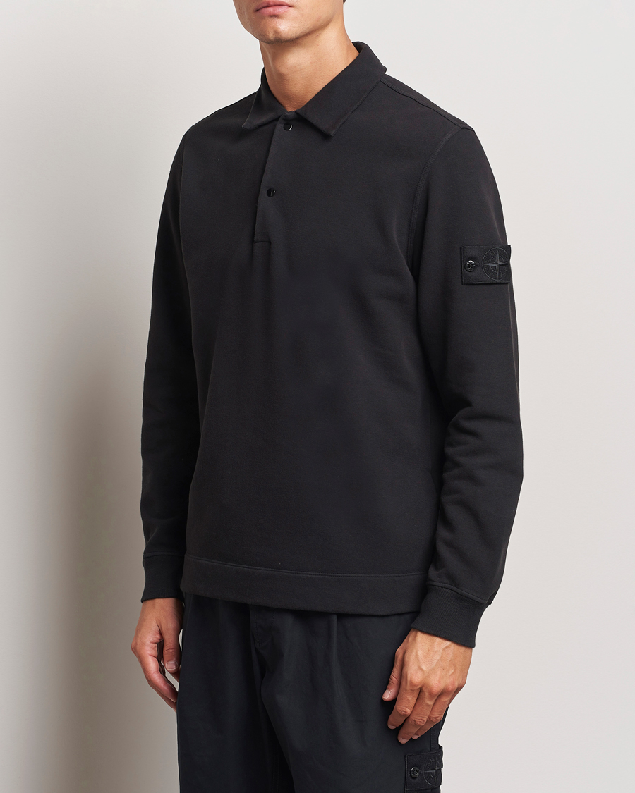 Mies | Puserot | Stone Island | Ghost Organic Cotton Fleece Polo Sweatshirt Black