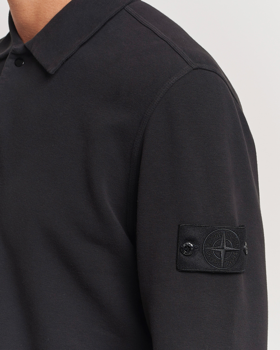 Mies | Puserot | Stone Island | Ghost Organic Cotton Fleece Polo Sweatshirt Black