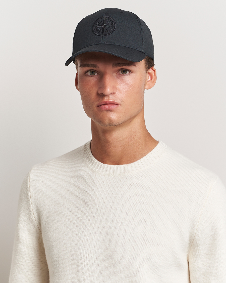 Mies | Stone Island Cotton Rep Logo Cap Black | Stone Island | Cotton Rep Logo Cap Black