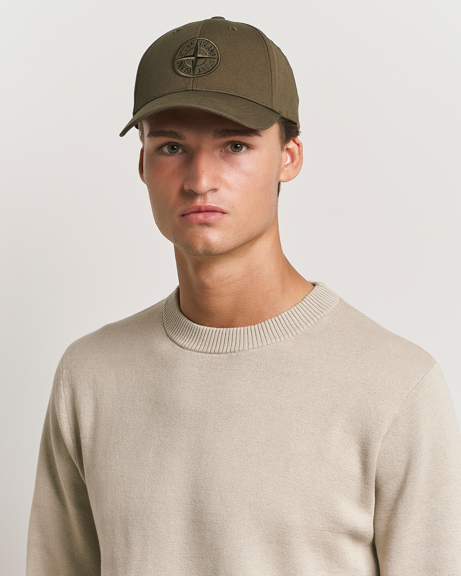Mies | Stone Island Cotton Rep Logo Cap Military Green | Stone Island | Cotton Rep Logo Cap Military Green