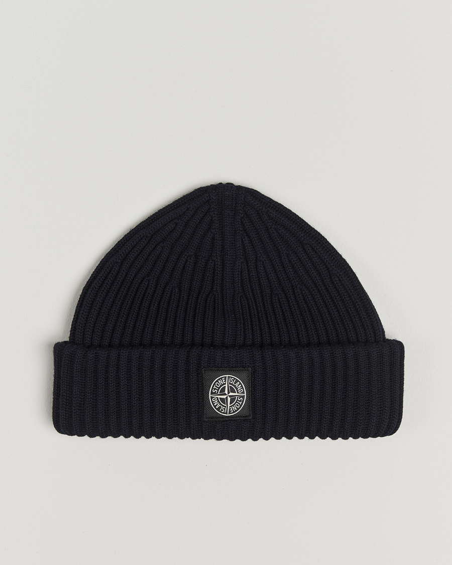 Mies | Stone Island Full Rib Wool Beanie Navy Blue | Stone Island | Full Rib Wool Beanie Navy Blue