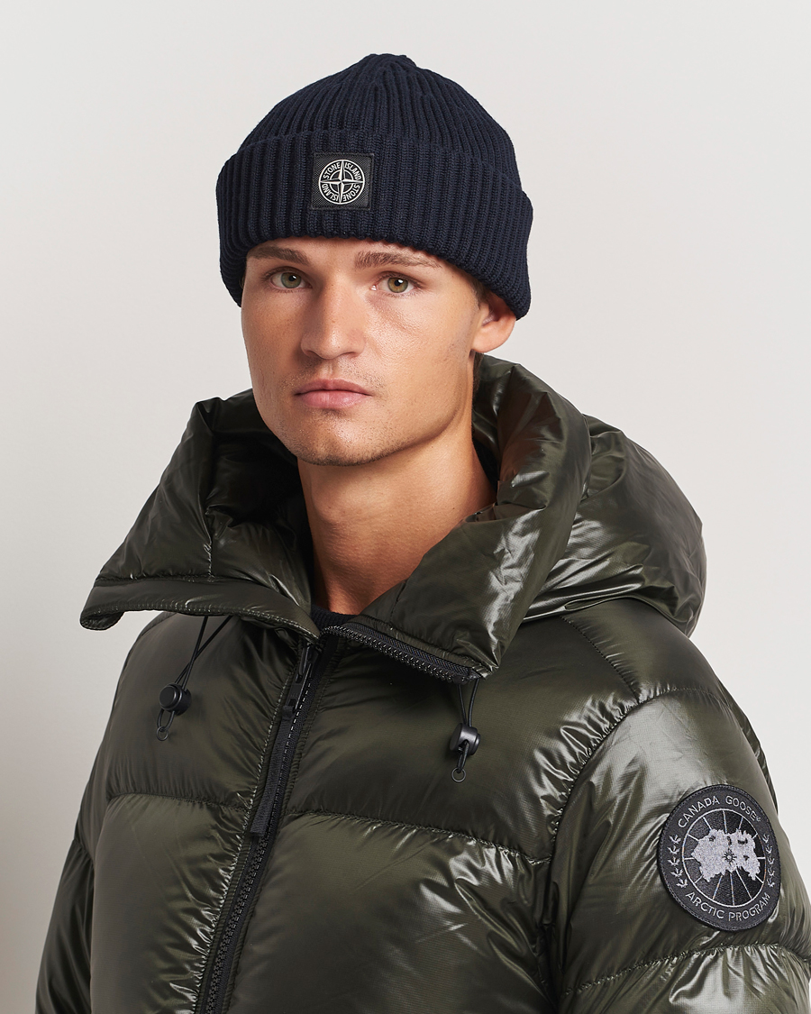 Mies | Stone Island Full Rib Wool Beanie Navy Blue | Stone Island | Full Rib Wool Beanie Navy Blue