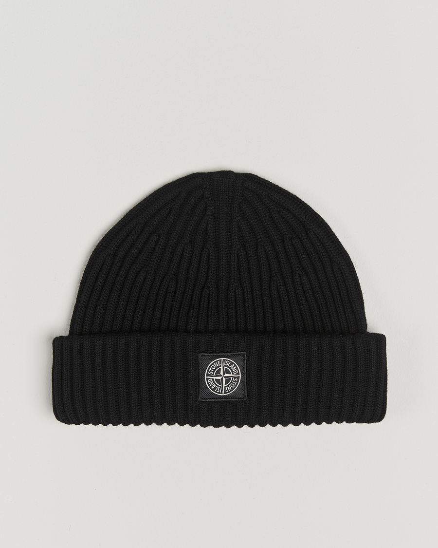 Mies | Stone Island Full Rib Wool Beanie Black | Stone Island | Full Rib Wool Beanie Black