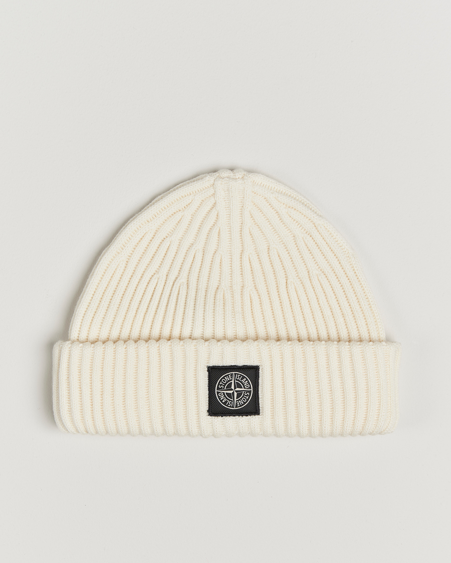 Mies | Stone Island Full Rib Wool Beanie Natural | Stone Island | Full Rib Wool Beanie Natural