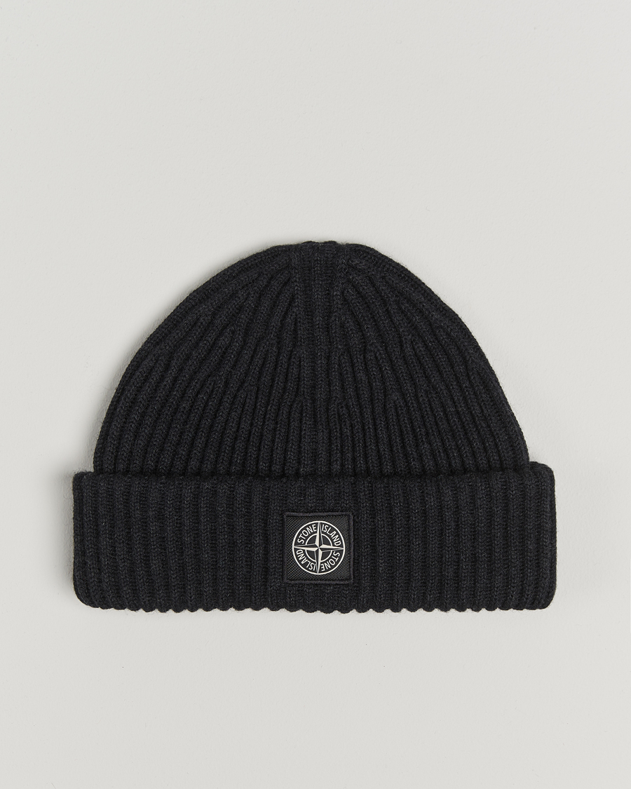 Mies | Stone Island Full Rib Wool Beanie Melange Charcoal | Stone Island | Full Rib Wool Beanie Melange Charcoal