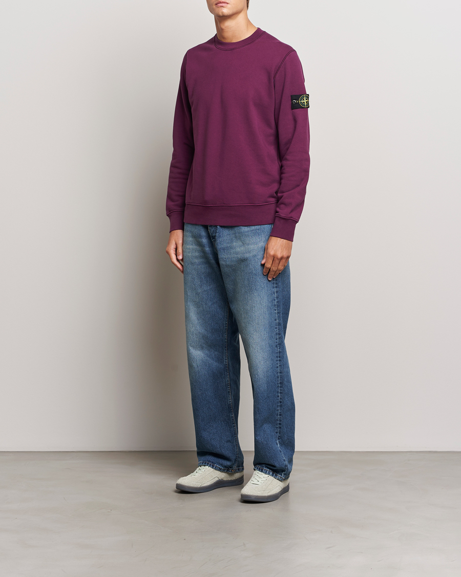 Mies | Puserot | Stone Island | Garment Dyed Fleece Sweatshirt Burgundy