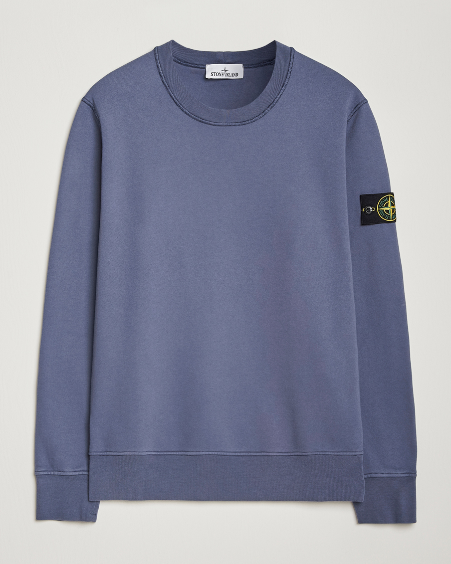Mies | Puserot | Stone Island | Garment Dyed Fleece Sweatshirt Mid Blue
