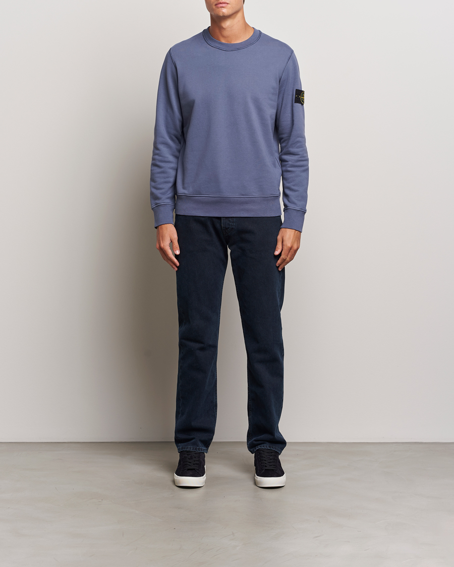 Mies | Puserot | Stone Island | Garment Dyed Fleece Sweatshirt Mid Blue