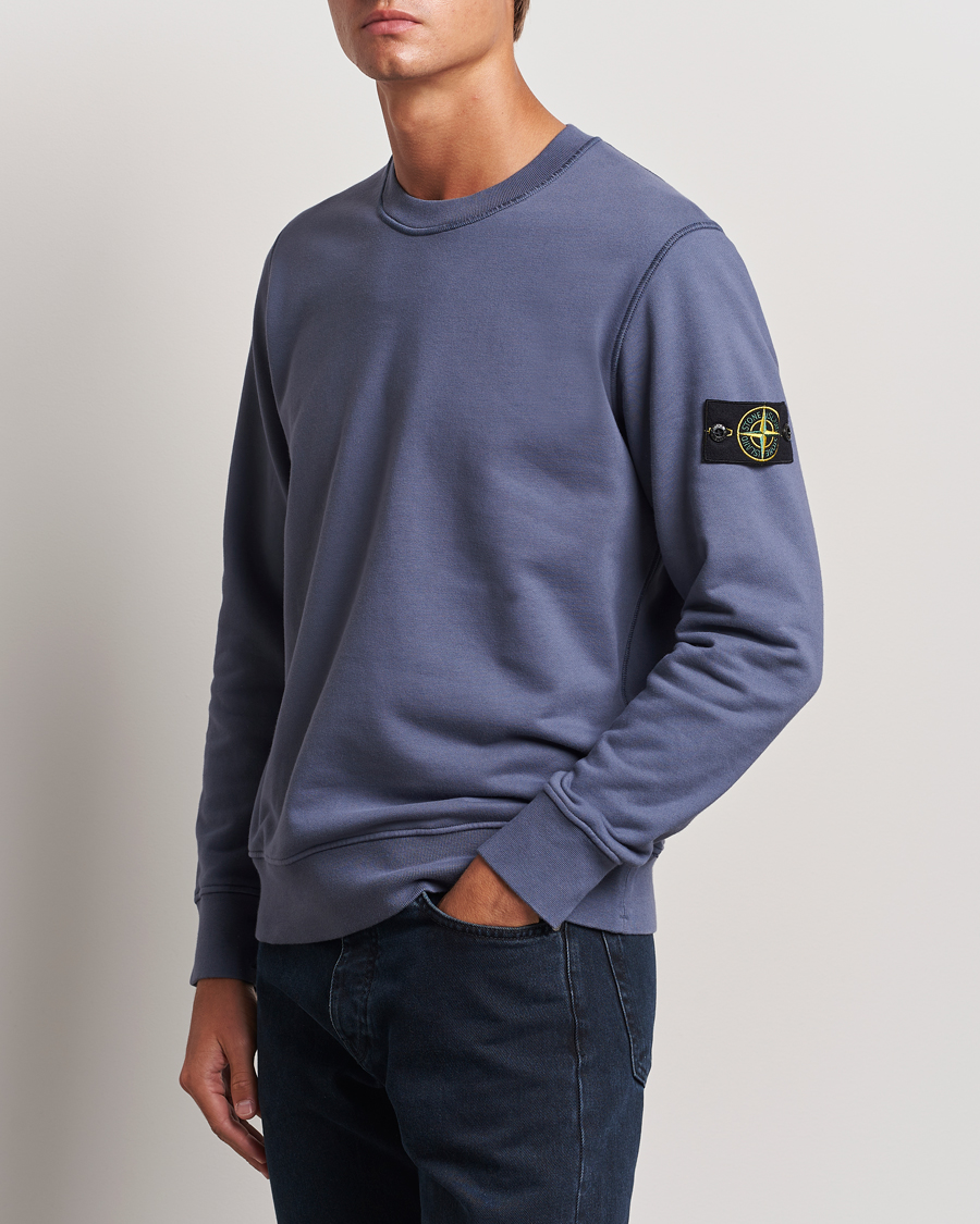 Mies | Puserot | Stone Island | Garment Dyed Fleece Sweatshirt Mid Blue