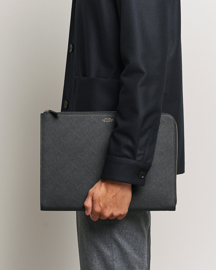 Mies | Laukut | Smythson | Panama Small Laptop Case Black