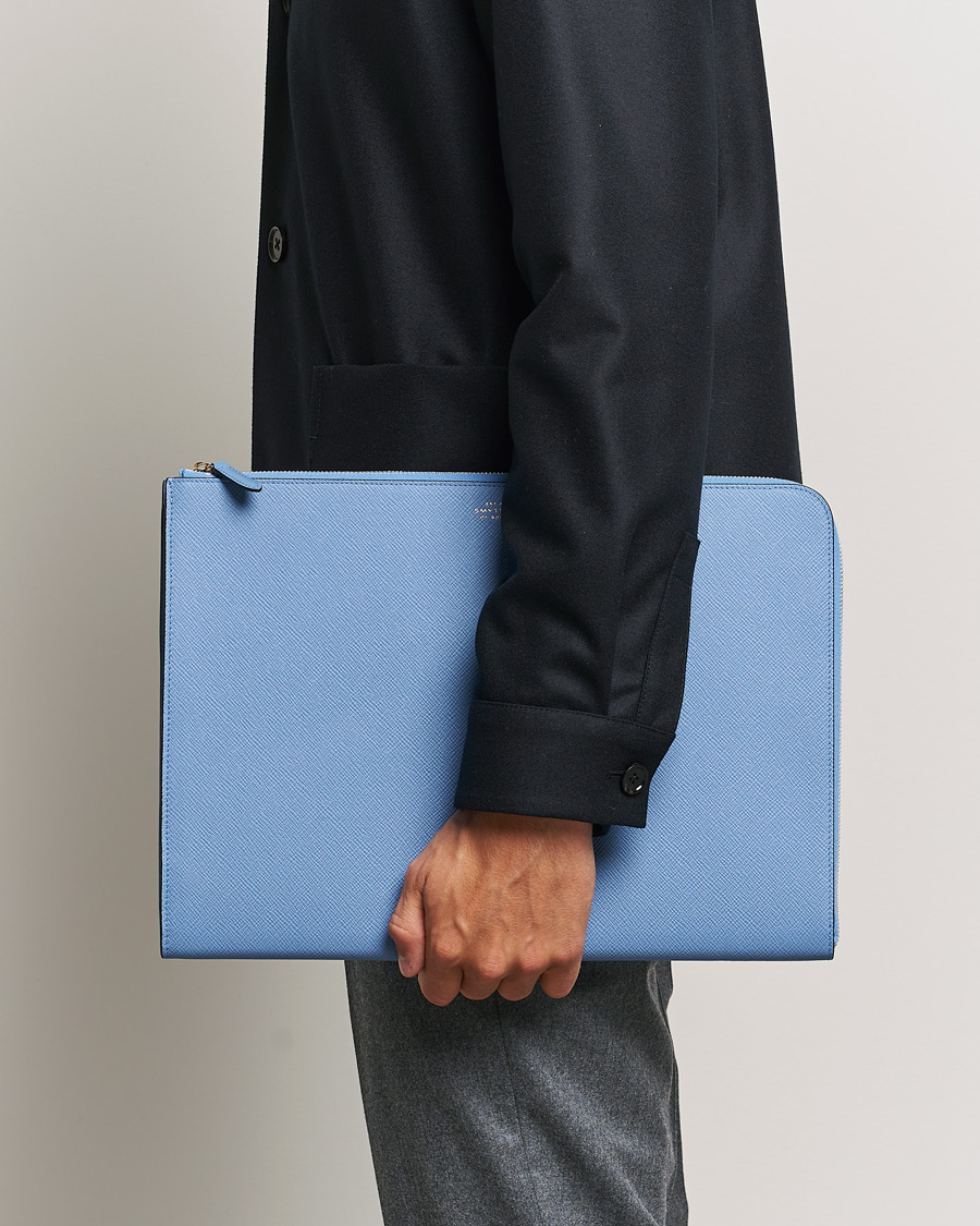 Mies | Laukut | Smythson | Panama Large Laptop Case Nile Blue