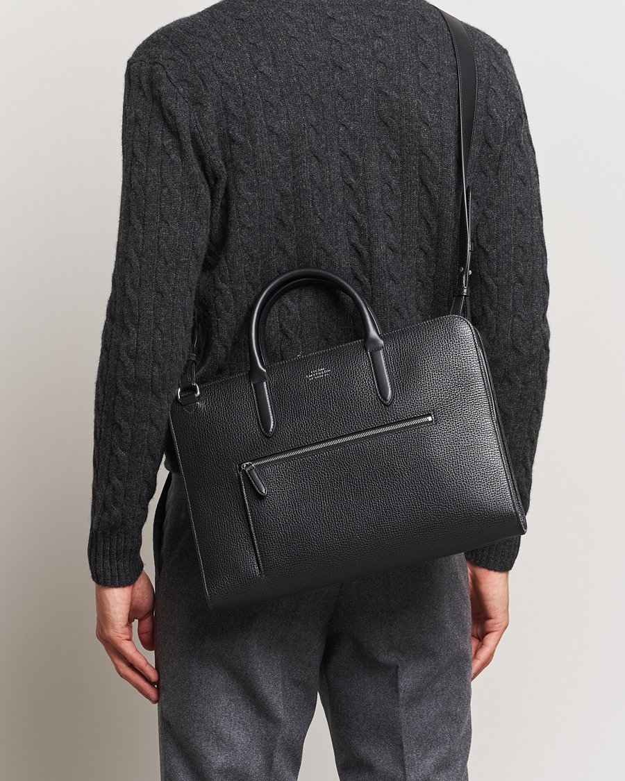 Mies | Laukut | Smythson | Ludlow Ultra Slim Brefcase With Zip Front Black