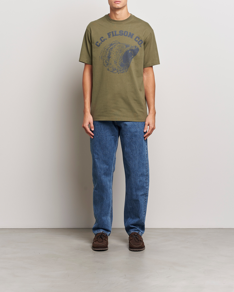 Mies | T-paidat | Filson | Printed Cotton T-Shirt Ivy Green