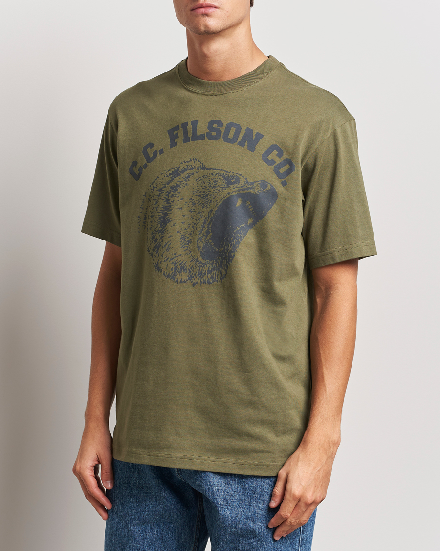 Mies | T-paidat | Filson | Printed Cotton T-Shirt Ivy Green