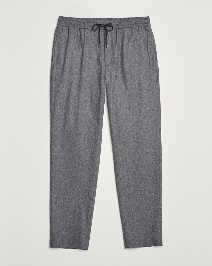 Mies | Housut | Moncler | Flannel Drawstring Pants Grey Melange
