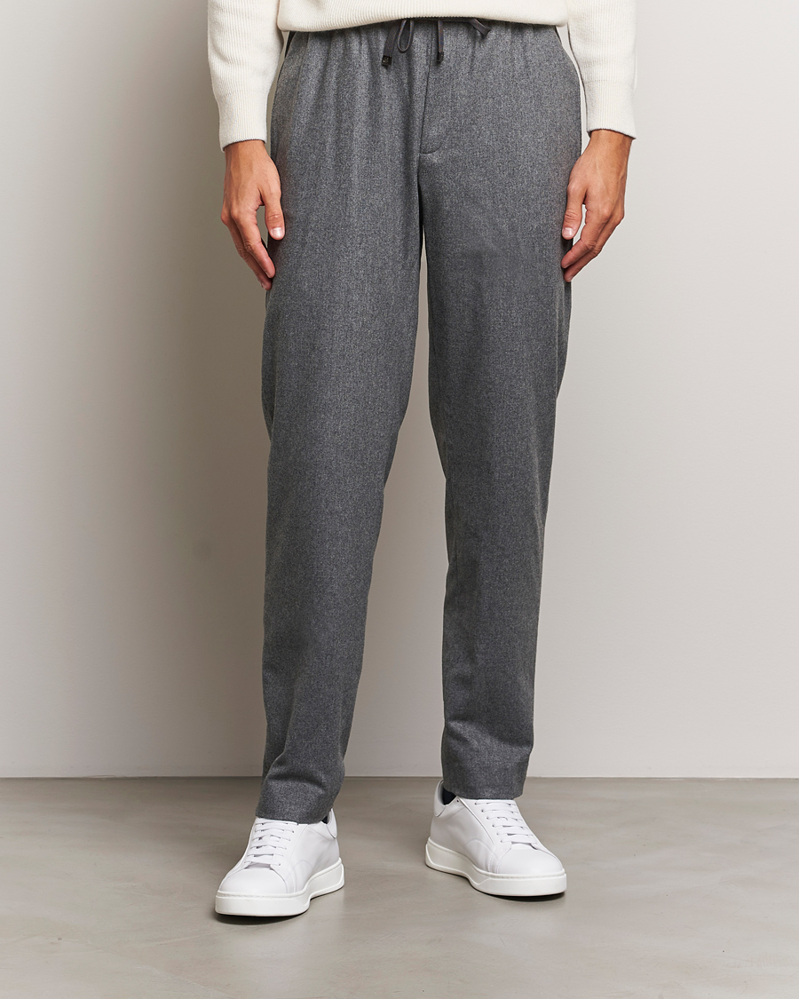 Mies | Housut | Moncler | Flannel Drawstring Pants Grey Melange