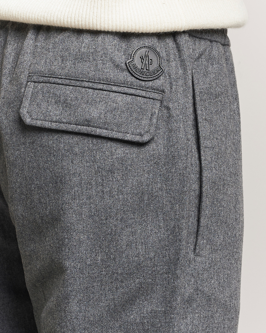 Mies | Housut | Moncler | Flannel Drawstring Pants Grey Melange