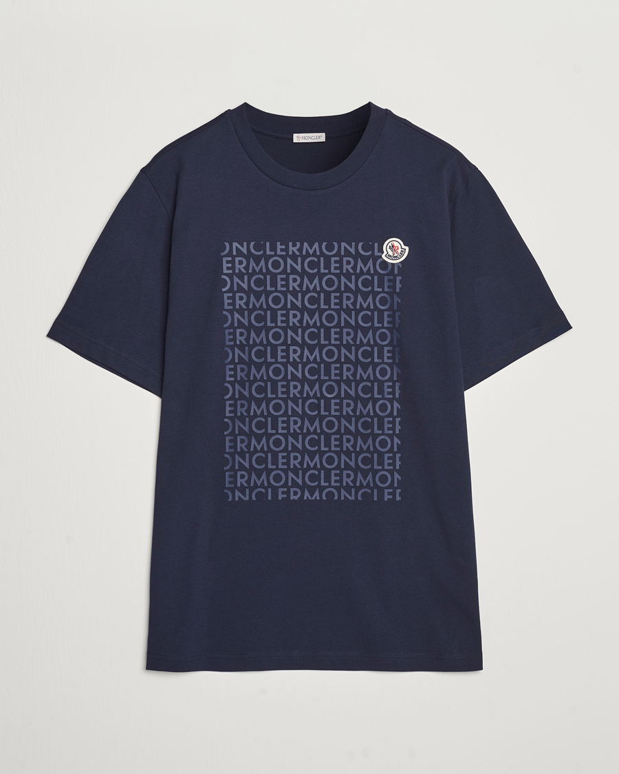 Mies | T-paidat | Moncler | All Over Lettering T-Shirt Navy