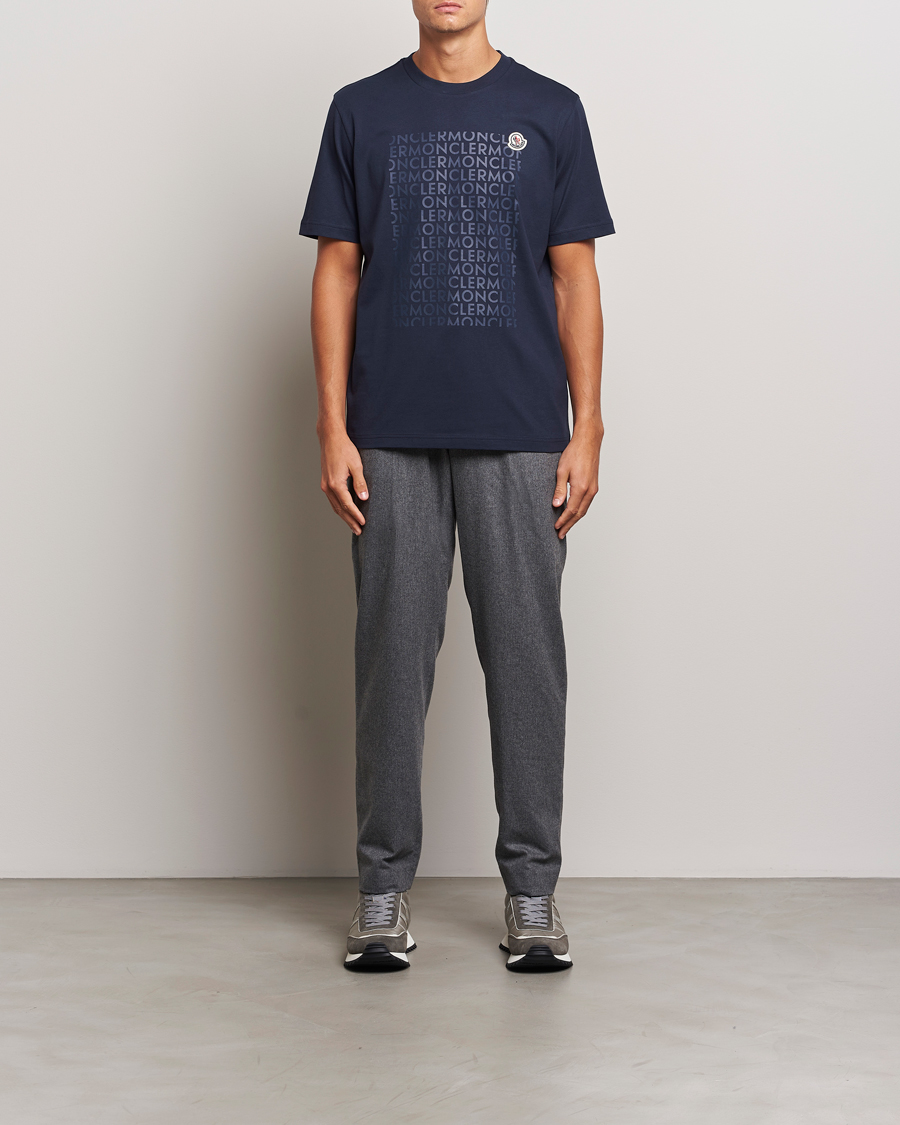 Mies | T-paidat | Moncler | All Over Lettering T-Shirt Navy